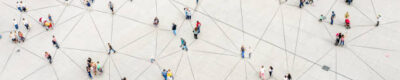 Aerial view of crowd connected by lines Aerial view of crowd connected by lines